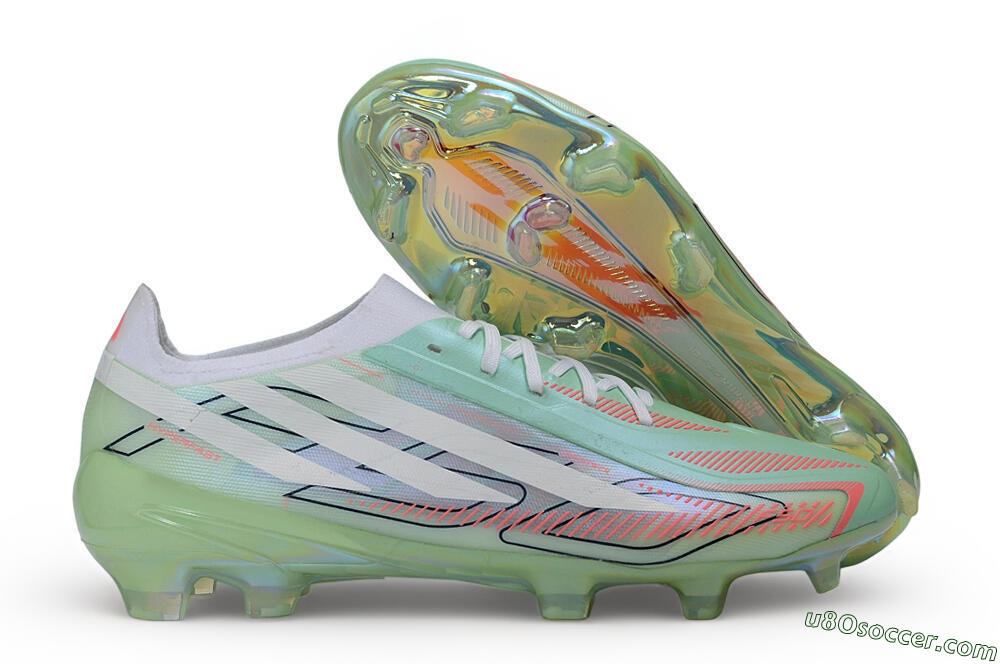 Adidas F50 Hyperfast Elite Laceless FG Firm Ground Soccer Cleats - Green/Mint Green/Iridescent White 1