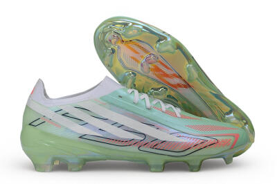 Adidas F50 Hyperfast Elite Laceless FG Firm Ground Soccer Cleats - Green/Mint Green/Iridescent White