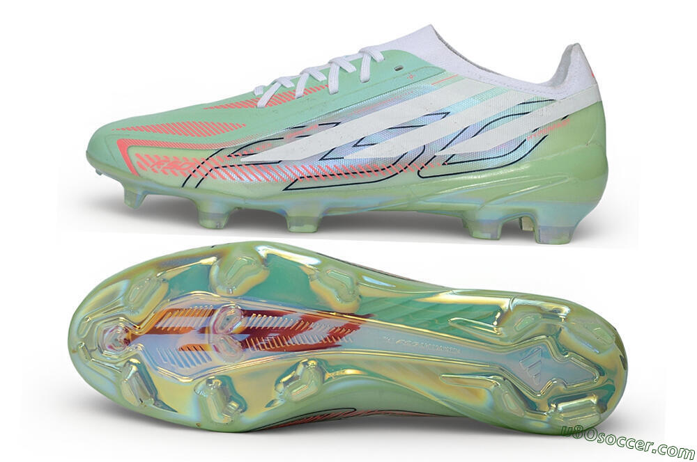 Adidas F50 Hyperfast Elite Laceless FG Firm Ground Soccer Cleats - Green/Mint Green/Iridescent White 0