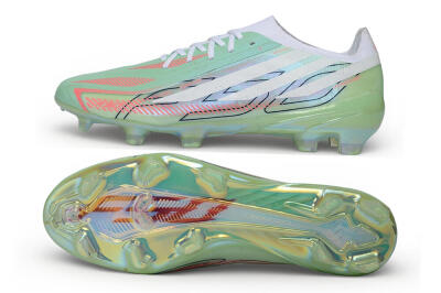Adidas F50 Hyperfast Elite Laceless FG Firm Ground Soccer Cleats - Green/Mint Green/Iridescent White