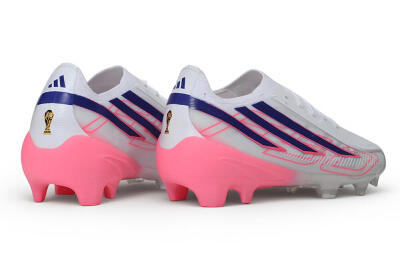 Adidas F50 Hyperfast Elite Laceless FG Firm Ground Soccer Cleats - White/Lucid Blue/Lucid Pink