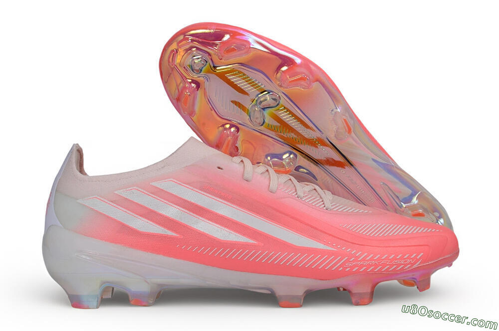 Adidas F50 Hyperfast Elite Laceless FG Firm Ground Soccer Cleats - Pink/Sunset Pink/Iridescent White 1