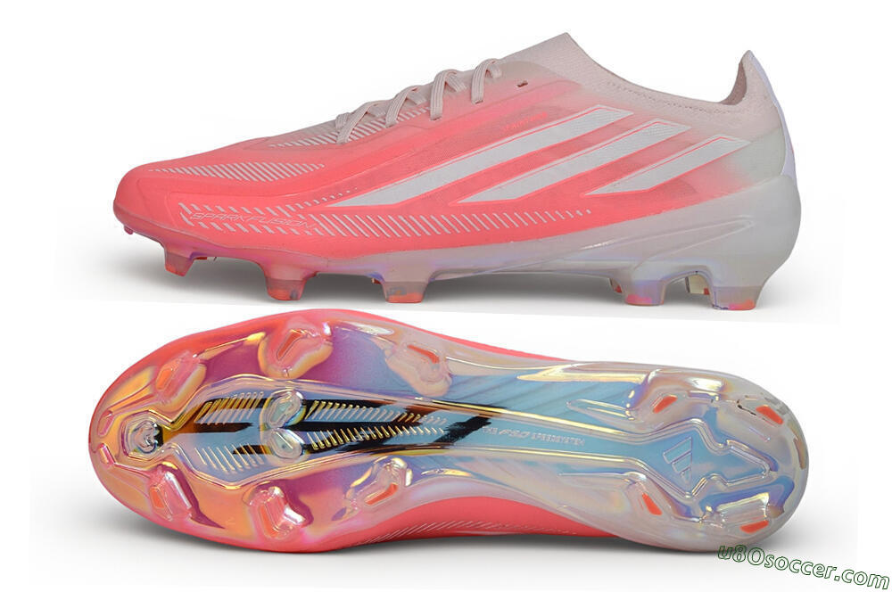 Adidas F50 Hyperfast Elite Laceless FG Firm Ground Soccer Cleats - Pink/Sunset Pink/Iridescent White 0