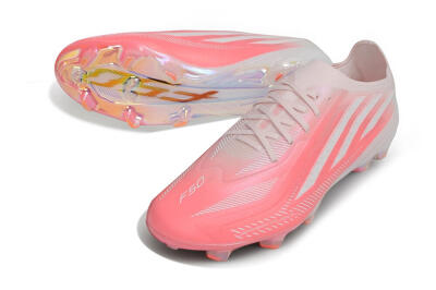 Adidas F50 Hyperfast Elite Laceless FG Firm Ground Soccer Cleats - Pink/Sunset Pink/Iridescent White