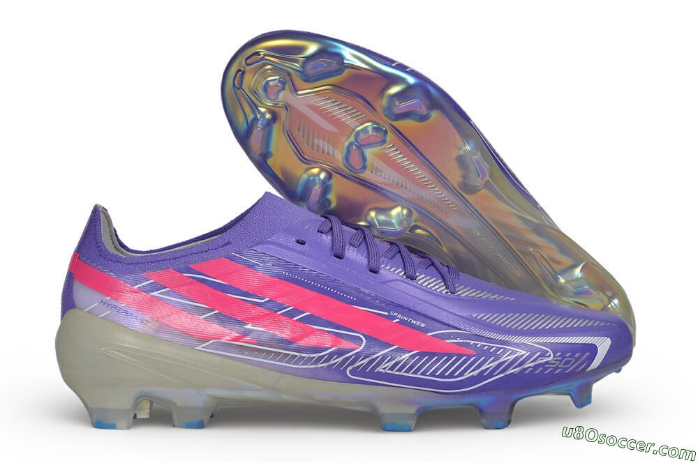 Adidas F50 Hyperfast Elite Laceless FG Firm Ground Soccer Cleats - Purple/Lucid Purple/Lucid Pink 1