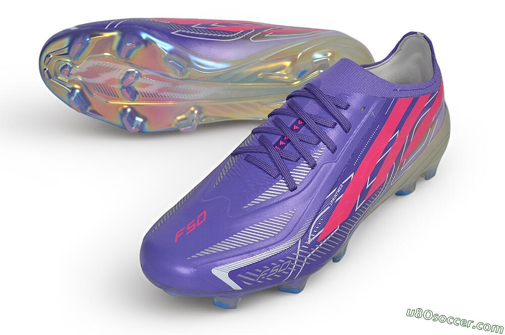 Adidas F50 Hyperfast Elite Laceless FG Firm Ground Soccer Cleats - Purple/Lucid Purple/Lucid Pink 3