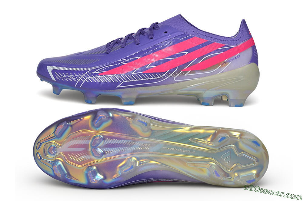 Adidas F50 Hyperfast Elite Laceless FG Firm Ground Soccer Cleats - Purple/Lucid Purple/Lucid Pink 0