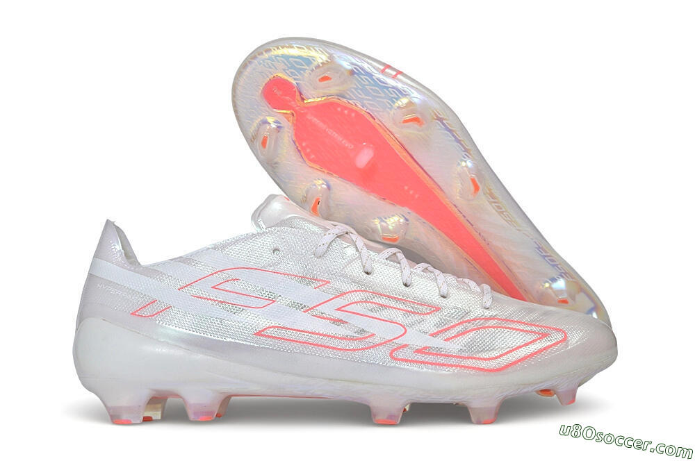 Adidas F50 Hyperfast Evo FG Firm Ground Soccer Cleats - White/Cloud White/Solar Red 1