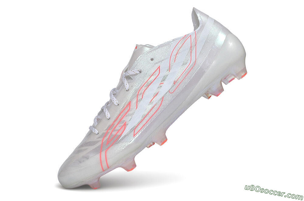 Adidas F50 Hyperfast Evo FG Firm Ground Soccer Cleats - White/Cloud White/Solar Red 5