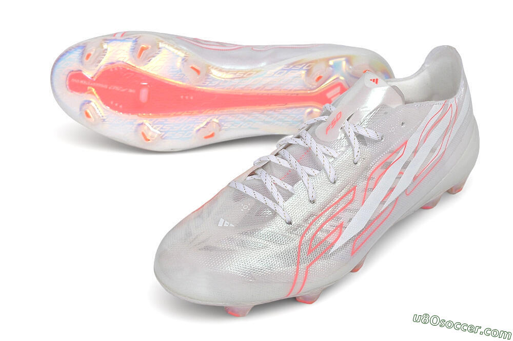 Adidas F50 Hyperfast Evo FG Firm Ground Soccer Cleats - White/Cloud White/Solar Red 3