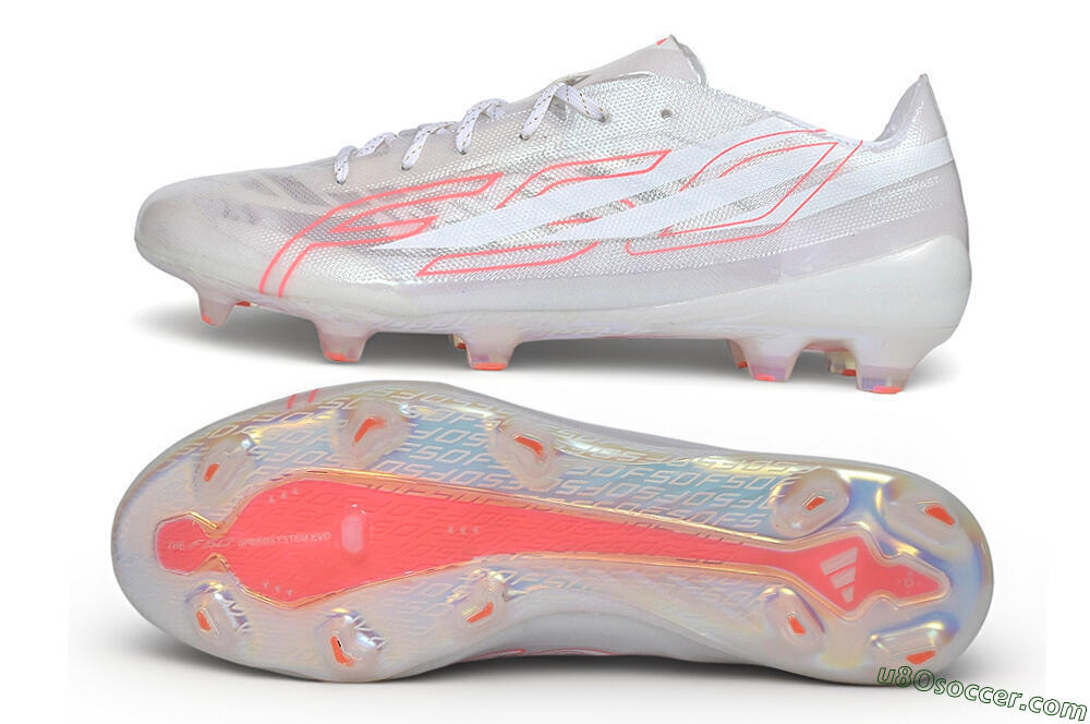 Adidas F50 Hyperfast Evo FG Firm Ground Soccer Cleats - White/Cloud White/Solar Red 0