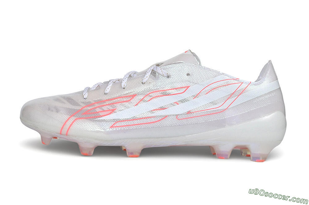 Adidas F50 Hyperfast Evo FG Firm Ground Soccer Cleats - White/Cloud White/Solar Red 2