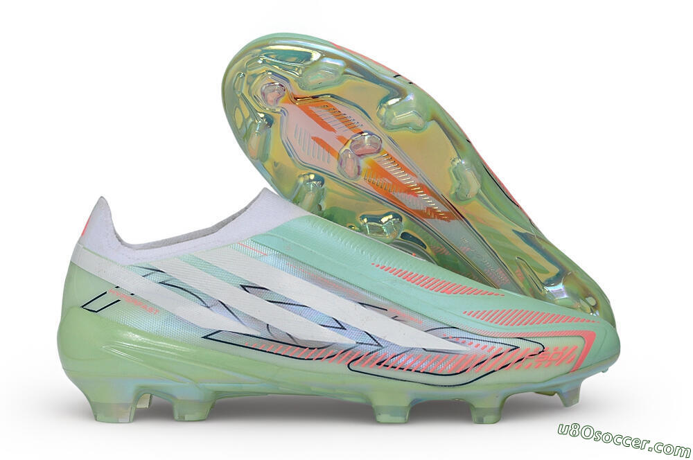 Adidas F50 Hyperfast Elite Laceless FG Firm Ground Soccer Cleats - Green/Mint/Iridescent 1