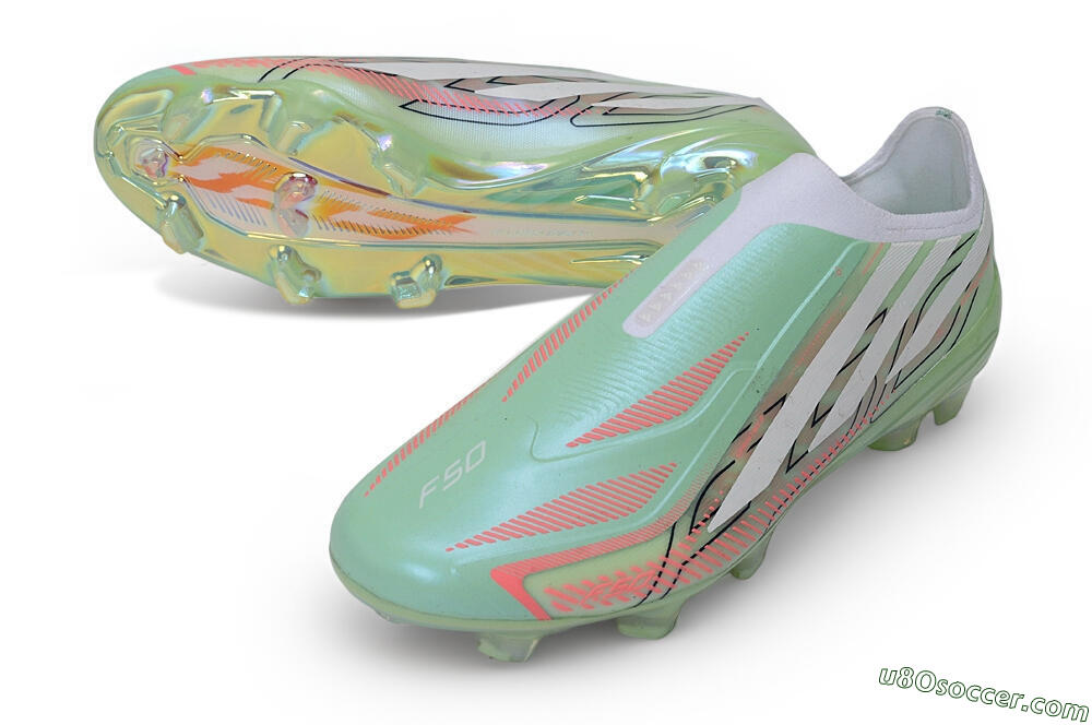 Adidas F50 Hyperfast Elite Laceless FG Firm Ground Soccer Cleats - Green/Mint/Iridescent 3