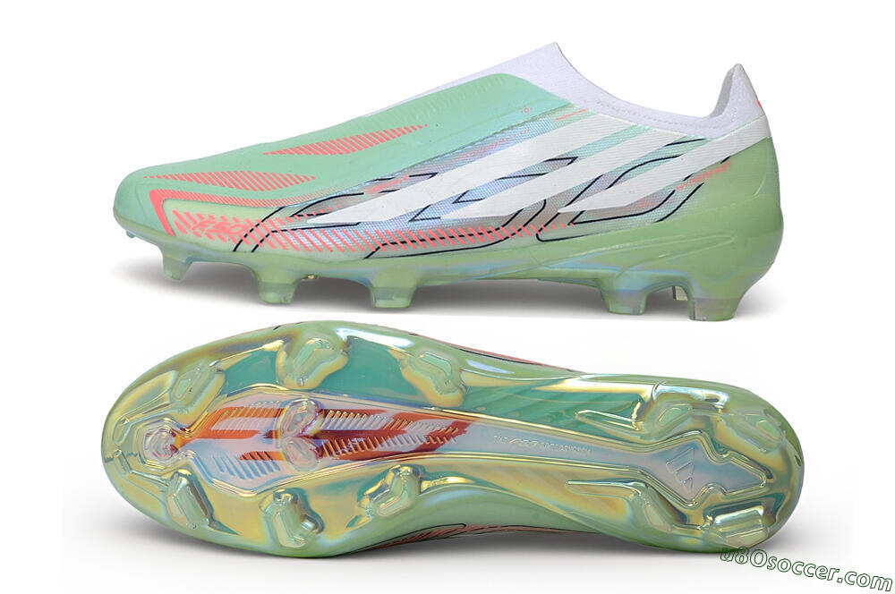 Adidas F50 Hyperfast Elite Laceless FG Firm Ground Soccer Cleats - Green/Mint/Iridescent 0