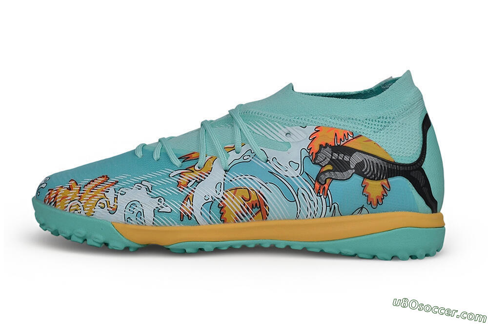 Puma Future 9 Ultimate TF Artificial Turf Soccer Shoes - Turquoise/Island Paradise/Golden Hour 2