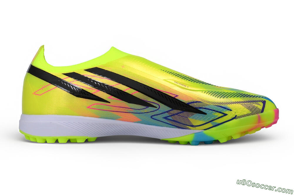Adidas F50 Hyperfast Elite Laceless TF Artificial Turf Soccer Shoes - Yellow/Solar Yellow/Core Black 7
