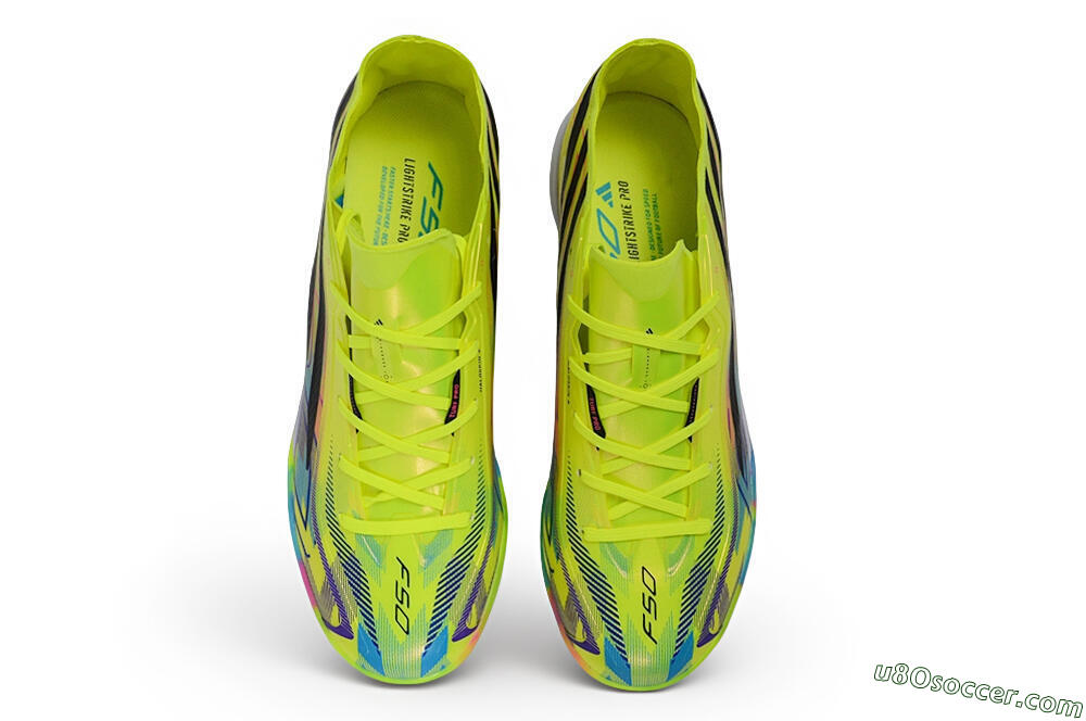 Adidas F50 Hyperfast Pro TF Artificial Turf Soccer Shoes - Yellow/Solar Yellow/Lucid Blue 4