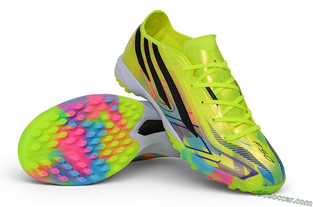 Adidas F50 Hyperfast Pro TF Artificial Turf Soccer Shoes - Yellow/Solar Yellow/Lucid Blue 3