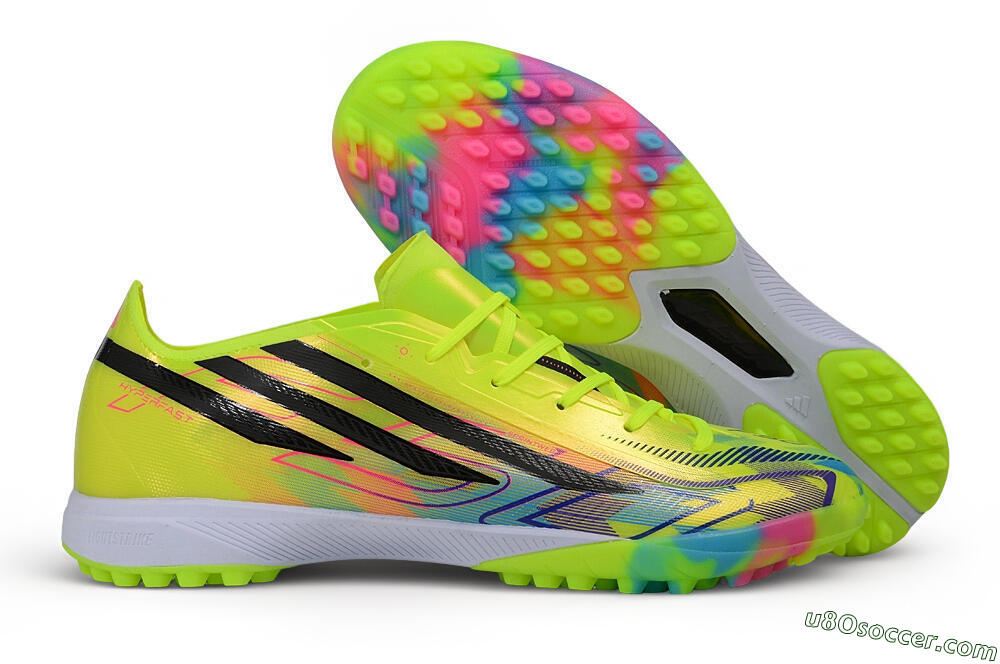 Adidas F50 Hyperfast Pro TF Artificial Turf Soccer Shoes - Yellow/Solar Yellow/Lucid Blue 1