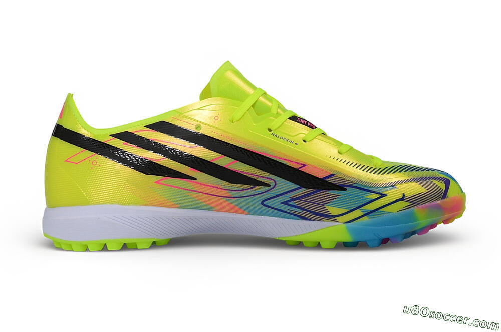 Adidas F50 Hyperfast Pro TF Artificial Turf Soccer Shoes - Yellow/Solar Yellow/Lucid Blue 7