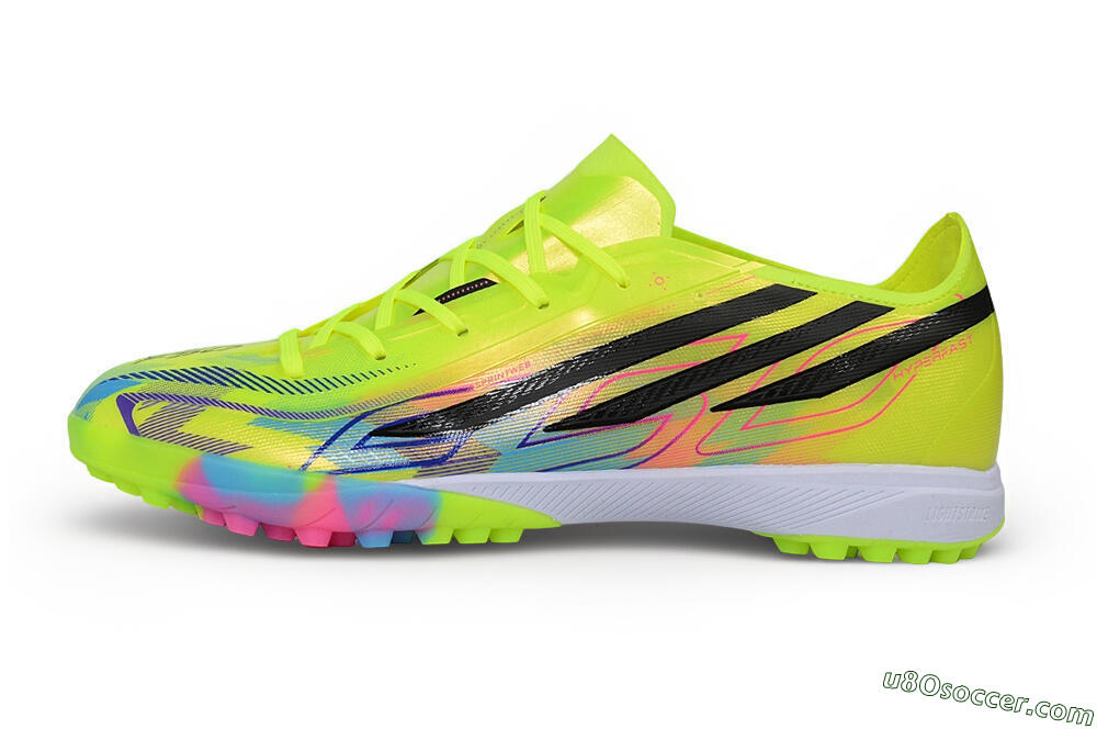 Adidas F50 Hyperfast Pro TF Artificial Turf Soccer Shoes - Yellow/Solar Yellow/Lucid Blue 2