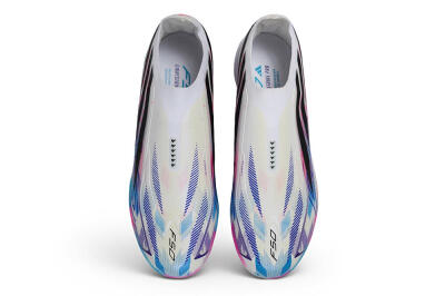 Adidas F50 Hyperfast Elite Laceless TF Artificial Turf Soccer Shoes - White/Lucid Pink/Lucid Blue