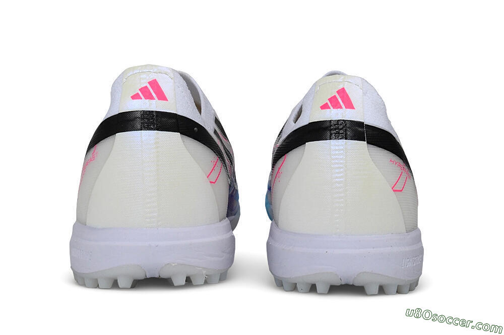 Adidas F50 Hyperfast Elite Laceless TF Artificial Turf Soccer Shoes - White/Lucid Pink/Lucid Blue 5