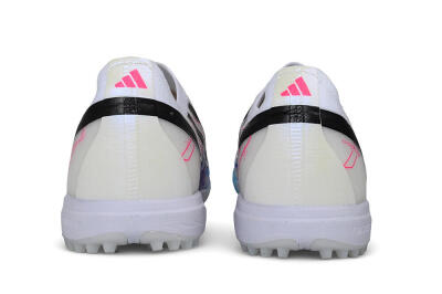 Adidas F50 Hyperfast Elite Laceless TF Artificial Turf Soccer Shoes - White/Lucid Pink/Lucid Blue