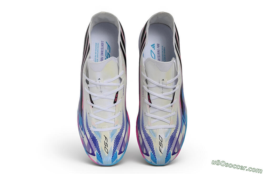 Adidas F50 Hyperfast Pro TF Artificial Turf Soccer Shoes - White/Electric Blue/Hyper Pink 4