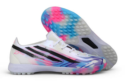 Adidas F50 Hyperfast Pro TF Artificial Turf Soccer Shoes - White/Electric Blue/Hyper Pink