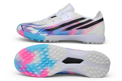 Adidas F50 Hyperfast Pro TF Artificial Turf Soccer Shoes - White/Electric Blue/Hyper Pink