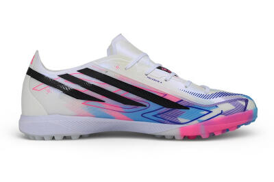 Adidas F50 Hyperfast Pro TF Artificial Turf Soccer Shoes - White/Electric Blue/Hyper Pink