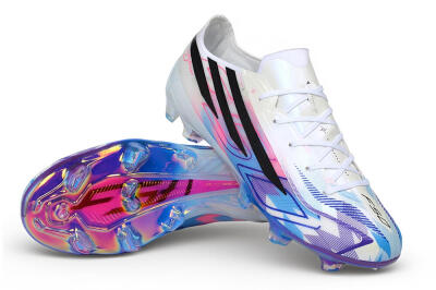 Adidas F50 Hyperfast Elite FG Firm Ground Soccer Cleats - White/Iridescent Blue/Solar Pink