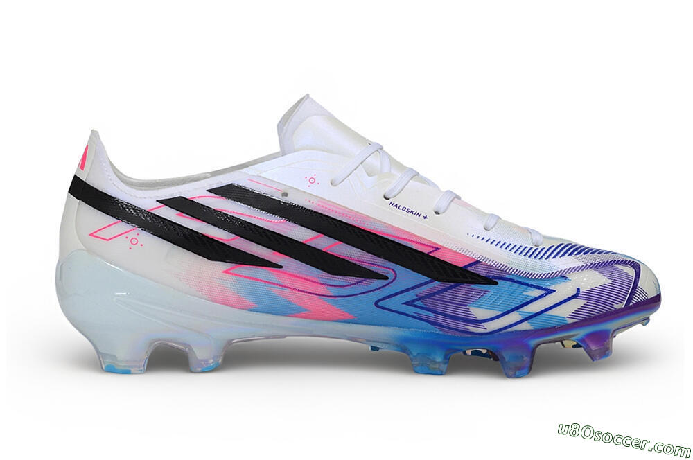 Adidas F50 Hyperfast Elite FG Firm Ground Soccer Cleats - White/Iridescent Blue/Solar Pink 7