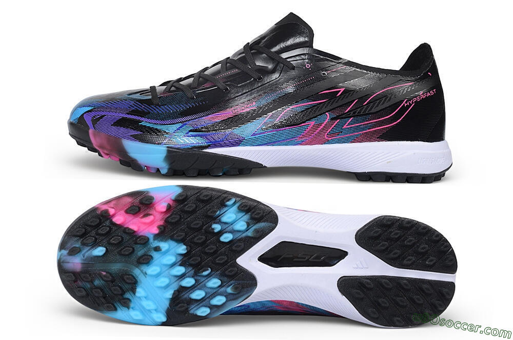 Adidas F50 Hyperfast Pro TF Artificial Turf Soccer Shoes - Black/Electric Blue/Vivid Pink 0
