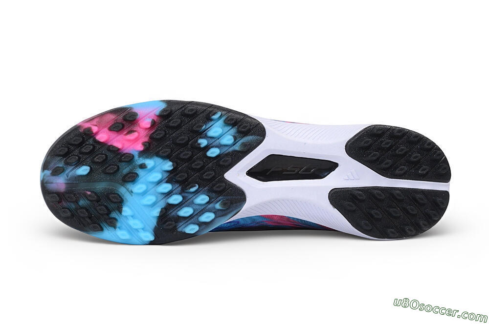 Adidas F50 Hyperfast Pro TF Artificial Turf Soccer Shoes - Black/Electric Blue/Vivid Pink 6