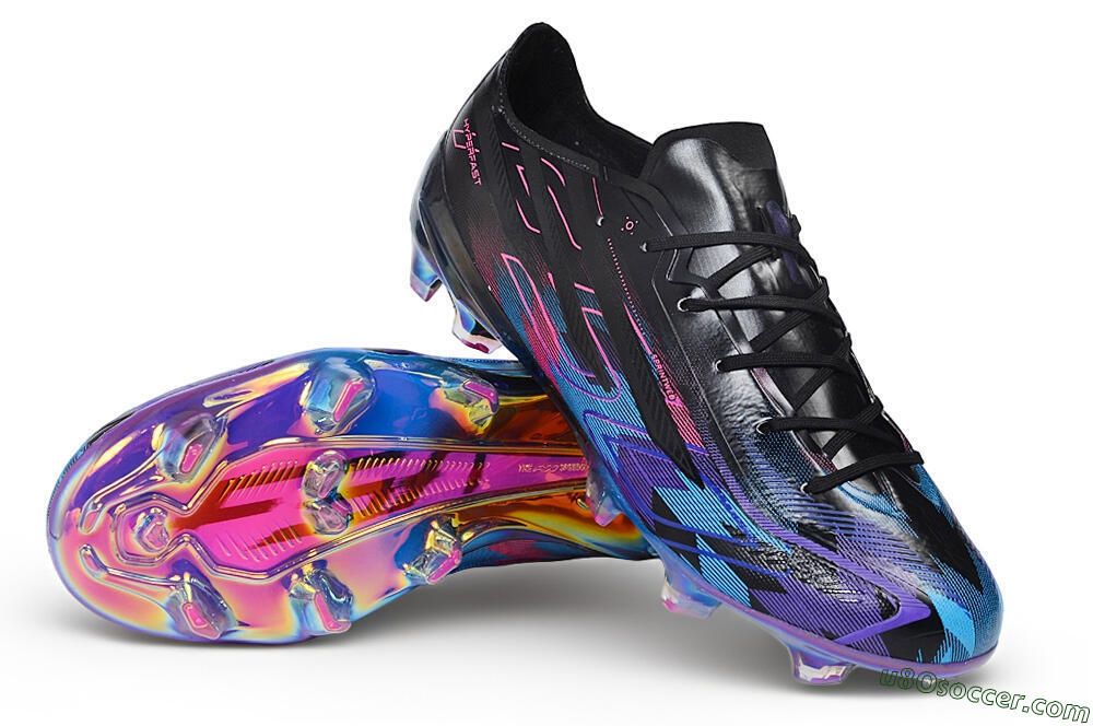 Adidas F50 Hyperfast Elite FG Firm Ground Soccer Cleats - Black/Electric Blue/Hyper Pink 3