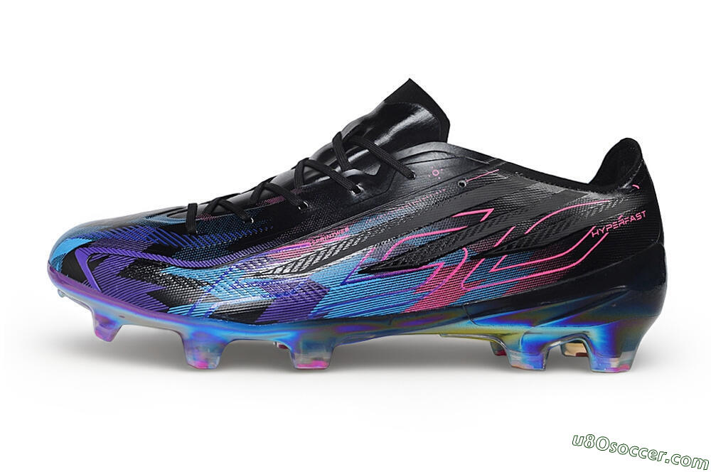 Adidas F50 Hyperfast Elite FG Firm Ground Soccer Cleats - Black/Electric Blue/Hyper Pink 2