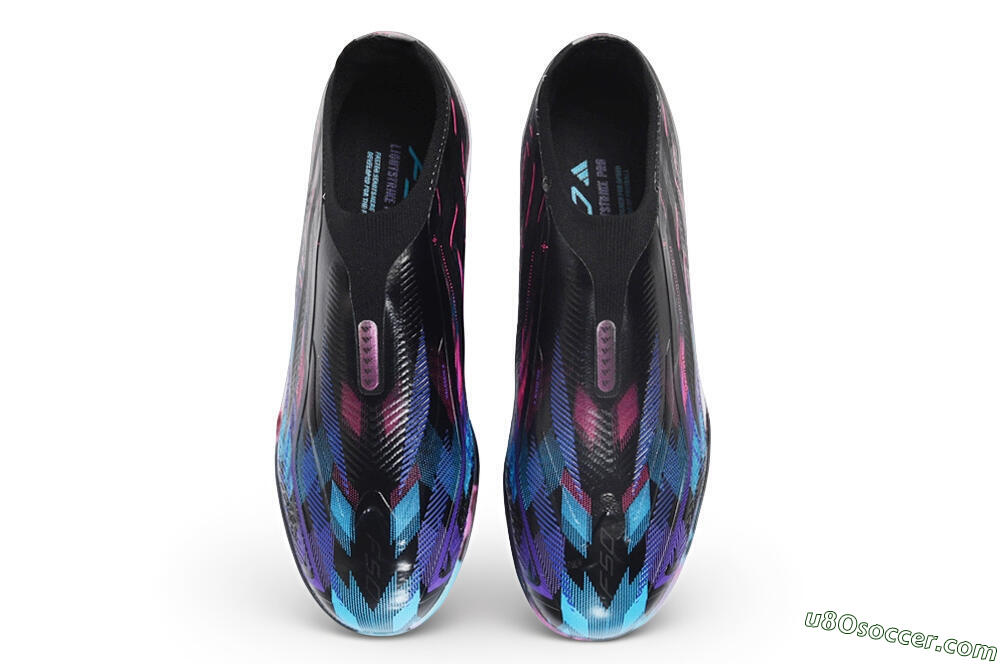 Adidas F50 Hyperfast Elite Laceless TF Artificial Turf Soccer Shoes - Black/Core Black/Lucid Pink/Lucid Blue 4