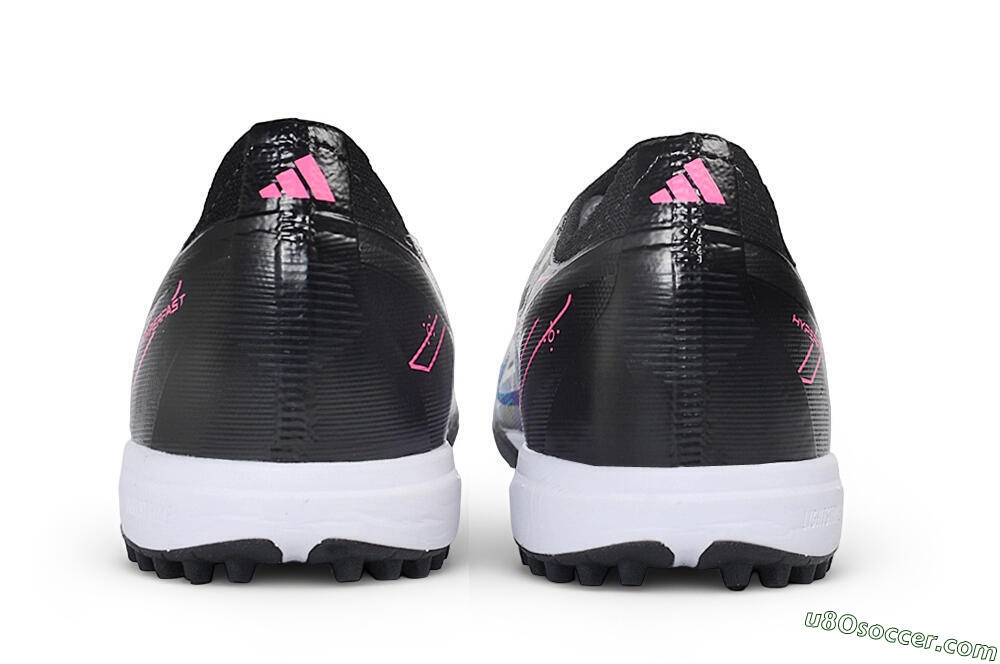 Adidas F50 Hyperfast Elite Laceless TF Artificial Turf Soccer Shoes - Black/Core Black/Lucid Pink/Lucid Blue 5