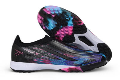 Adidas F50 Hyperfast Elite Laceless TF Artificial Turf Soccer Shoes - Black/Core Black/Lucid Pink/Lucid Blue