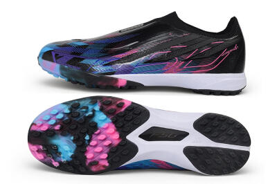 Adidas F50 Hyperfast Elite Laceless TF Artificial Turf Soccer Shoes - Black/Core Black/Lucid Pink/Lucid Blue