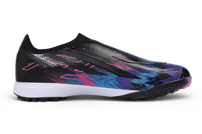 Adidas F50 Hyperfast Elite Laceless TF Artificial Turf Soccer Shoes - Black/Core Black/Lucid Pink/Lucid Blue