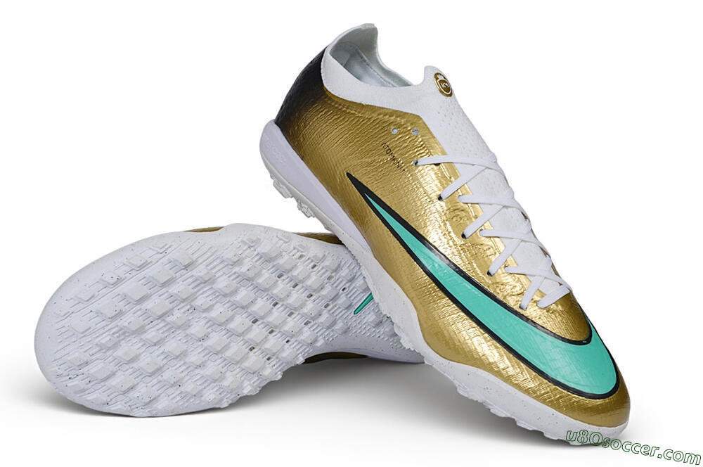 Nike Air Zoom Mercurial Vapor 17 Elite TF Artificial Turf Soccer Shoes - Gold/Metallic Gold/Mint Green 3