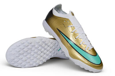 Nike Air Zoom Mercurial Vapor 17 Elite TF Artificial Turf Soccer Shoes - Gold/Metallic Gold/Mint Green