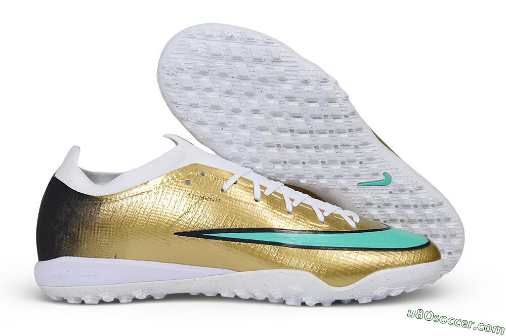 Nike Air Zoom Mercurial Vapor 17 Elite TF Artificial Turf Soccer Shoes - Gold/Metallic Gold/Mint Green 1