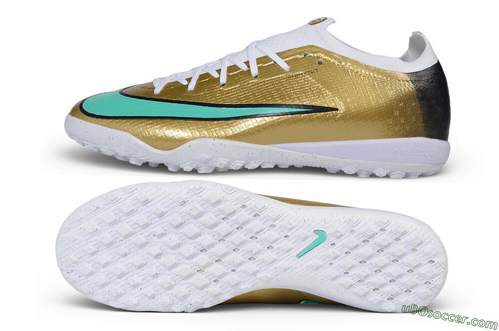 Nike Air Zoom Mercurial Vapor 17 Elite TF Artificial Turf Soccer Shoes - Gold/Metallic Gold/Mint Green 0