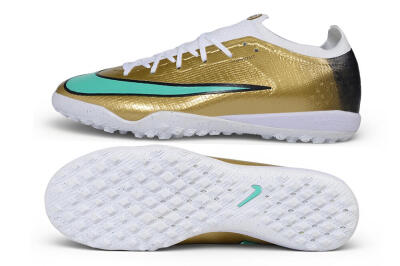 Nike Air Zoom Mercurial Vapor 17 Elite TF Artificial Turf Soccer Shoes - Gold/Metallic Gold/Mint Green