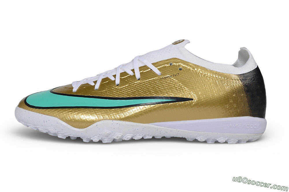Nike Air Zoom Mercurial Vapor 17 Elite TF Artificial Turf Soccer Shoes - Gold/Metallic Gold/Mint Green 2